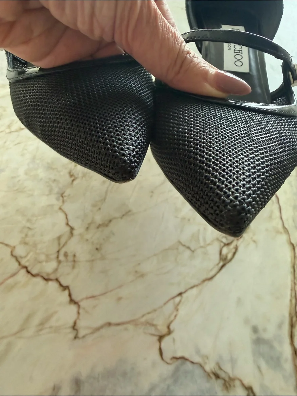 Jimmy Choo Black Pointed Mary Jane Heels